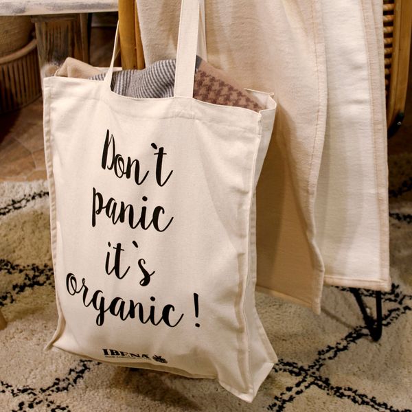 IBENA Baumwolltasche "Don't panic - it's organic" GOTS