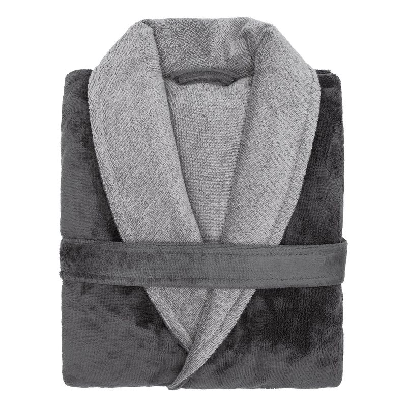 Doubleface Bademantel mit Schalkragen, LOOKS by Wolfgang Joop "Made in Green" anthrazit