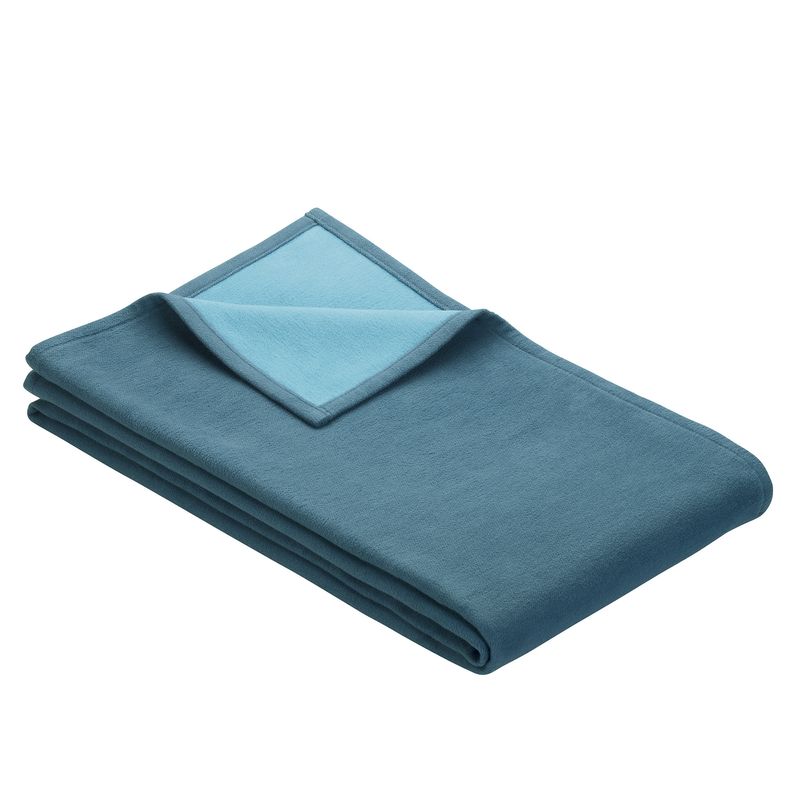 Baumwolldecke Uni Stockholm GOTS petrol/türkis