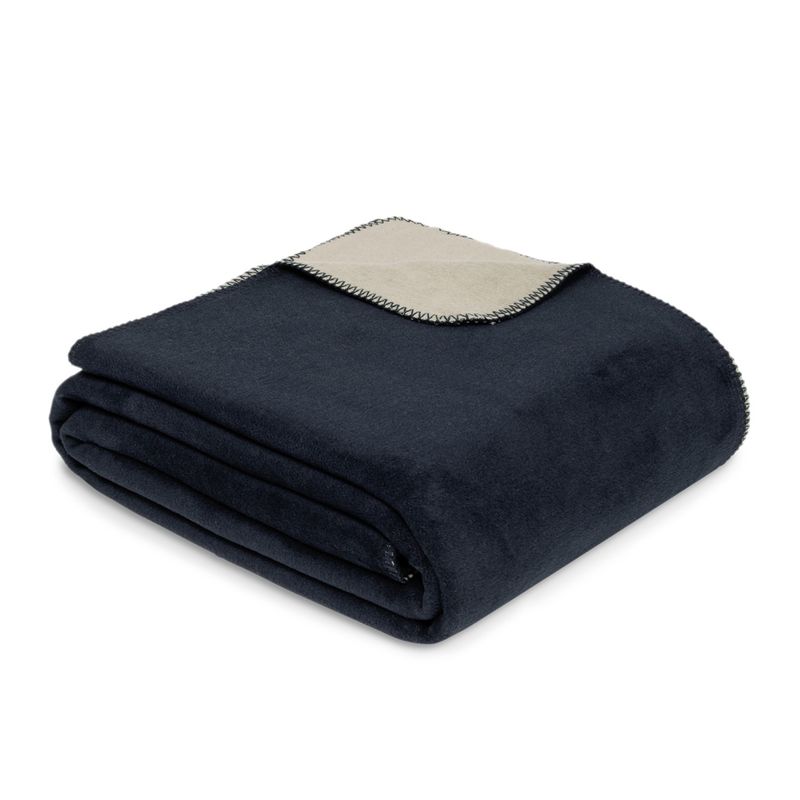 Uni Decke Doubleface Dublin dunkelblau/sand