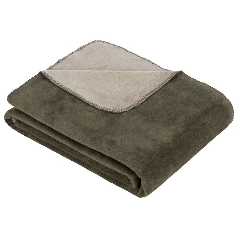 Baumwollmischdecke Uni Doubleface Dublin khaki/oliv