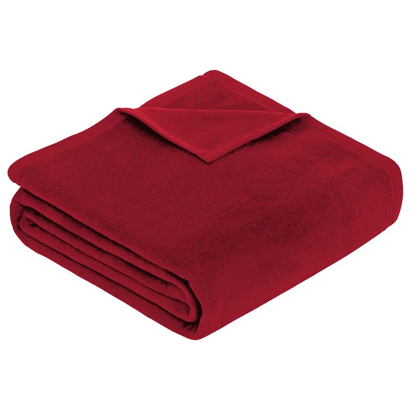 Baumwollmischdecke Uni Porto rot