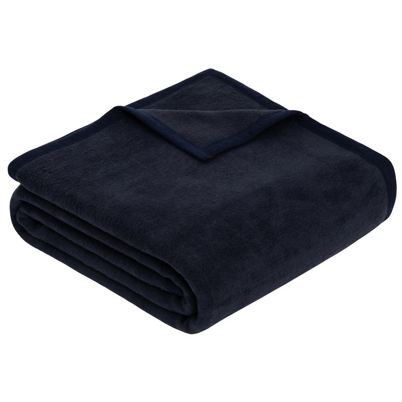 Baumwollmischdecke Uni Porto dunkelblau