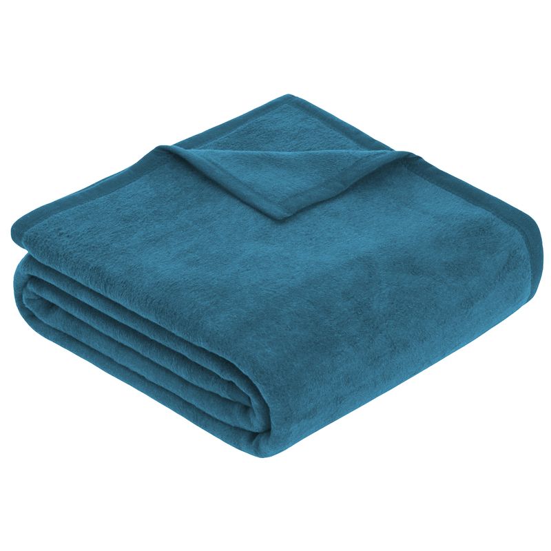 Baumwollmischdecke Uni Porto petrol