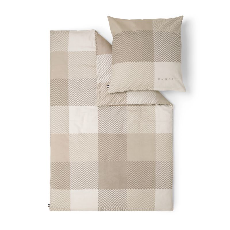 bugatti Satin-Flanell Kombi-Bettwäsche beige/natur